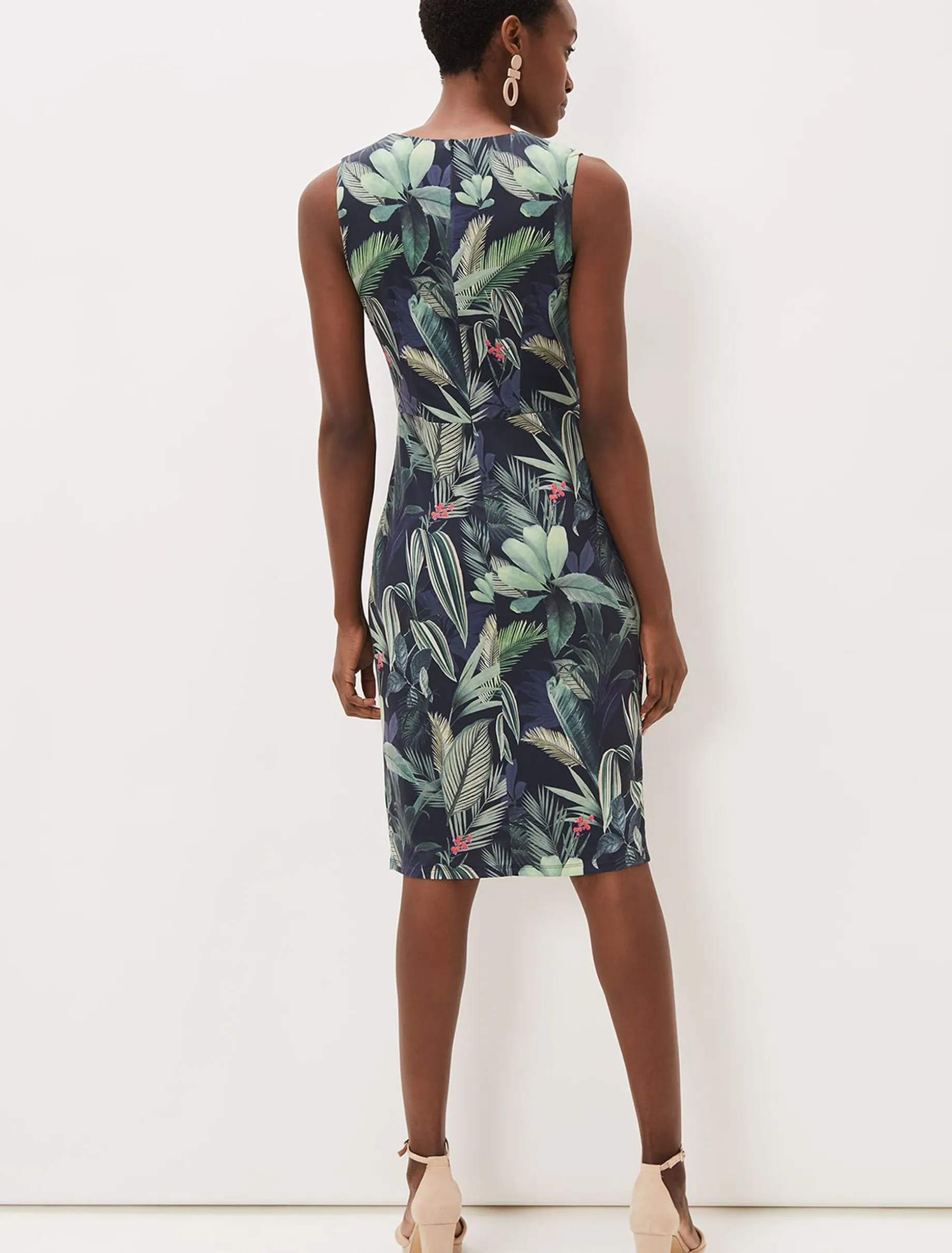 Maya Jersey Palm Print Midi Dress