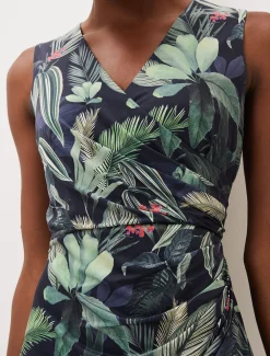 Maya Jersey Palm Print Midi Dress
