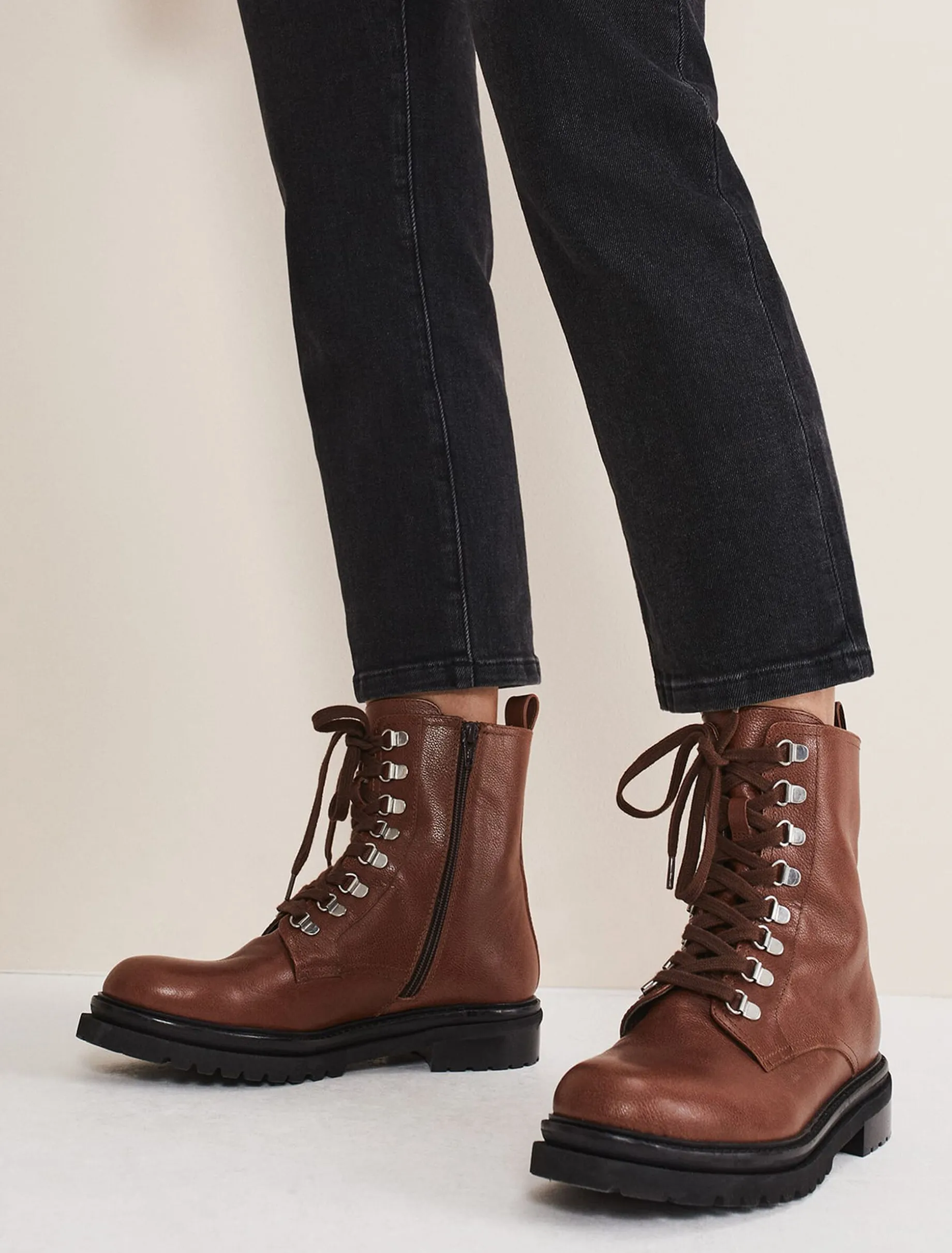 Meladie Leather Lace Up Boot