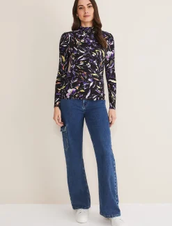 Mellanie Jersey Floral High Neck Top
