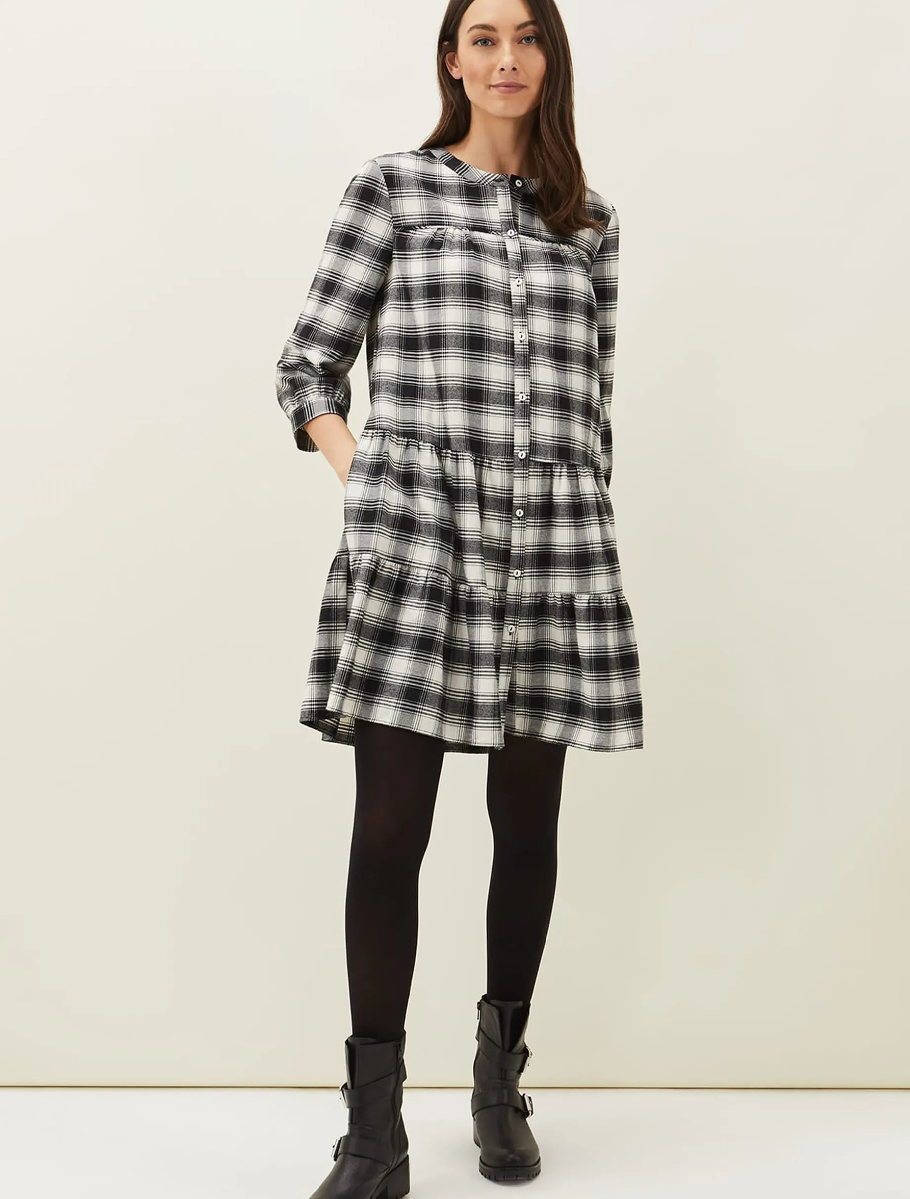 Meriah Check Swing Dress