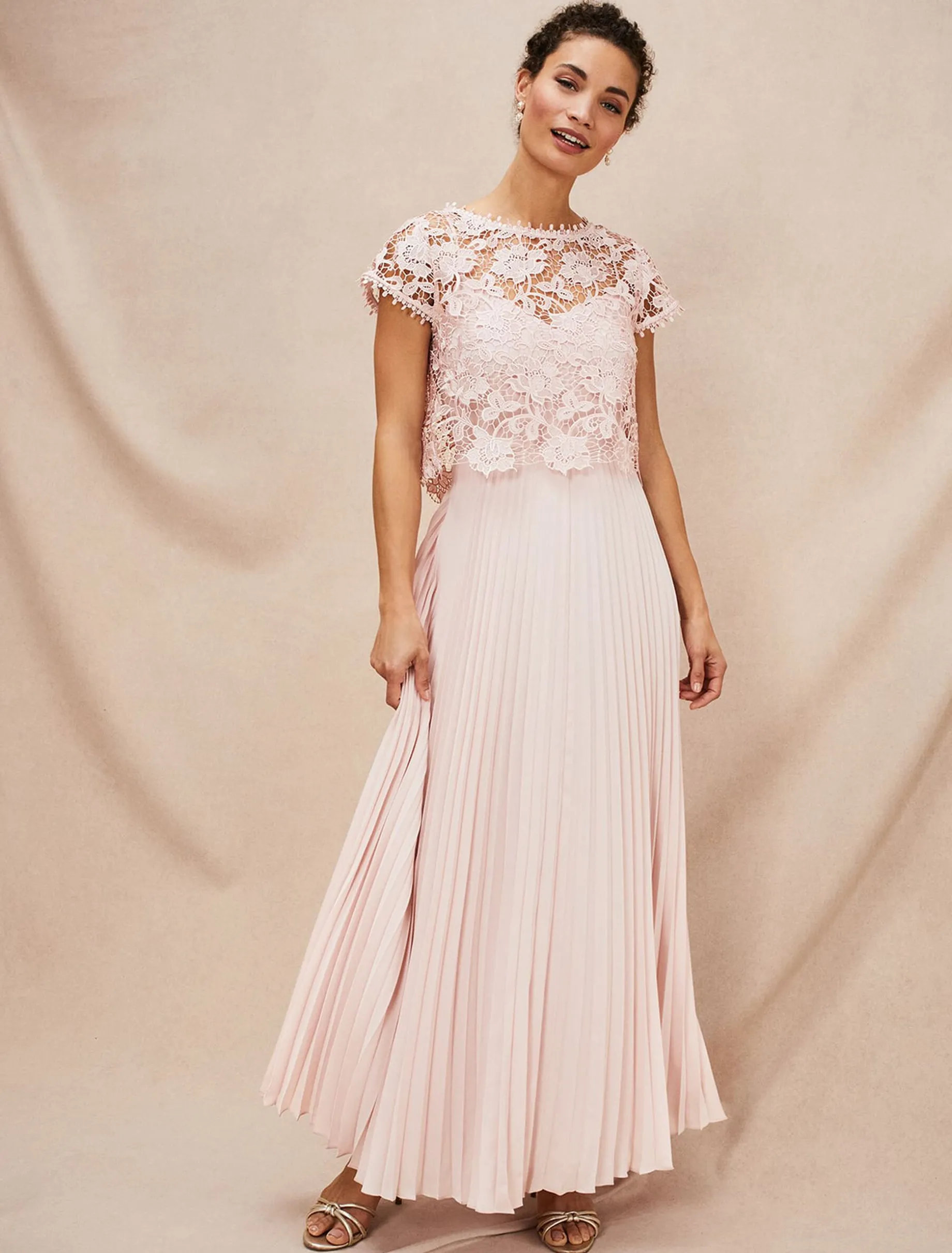 Michelle Lace Pleat Maxi Dress