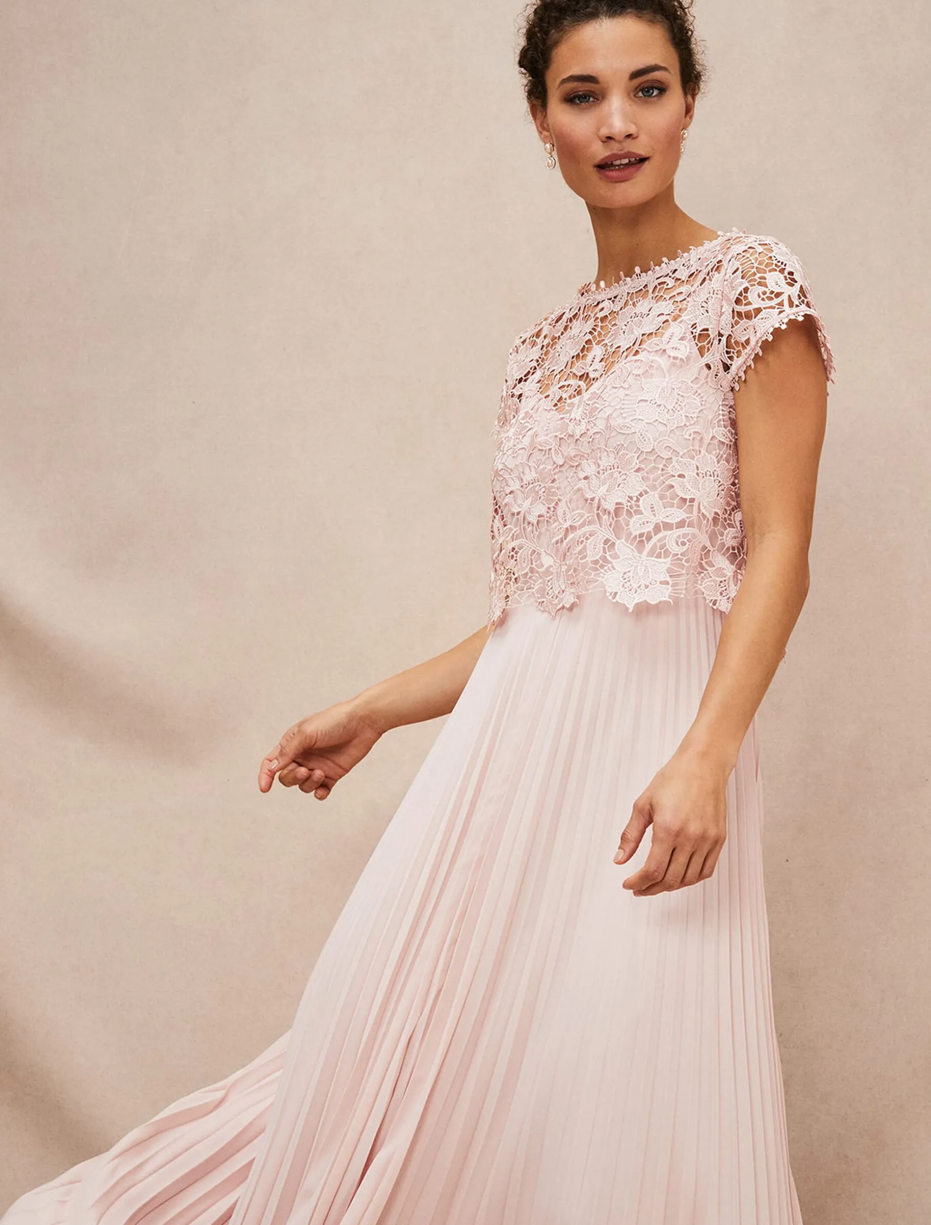 Michelle Lace Pleat Maxi Dress