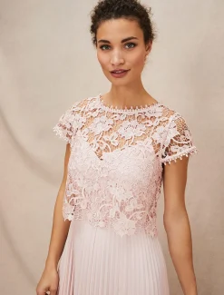Michelle Lace Pleat Maxi Dress