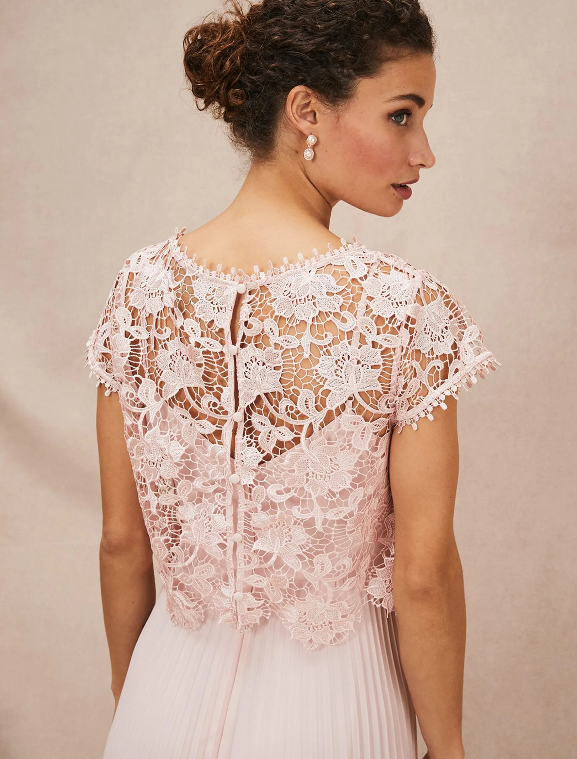 Michelle Lace Pleat Maxi Dress