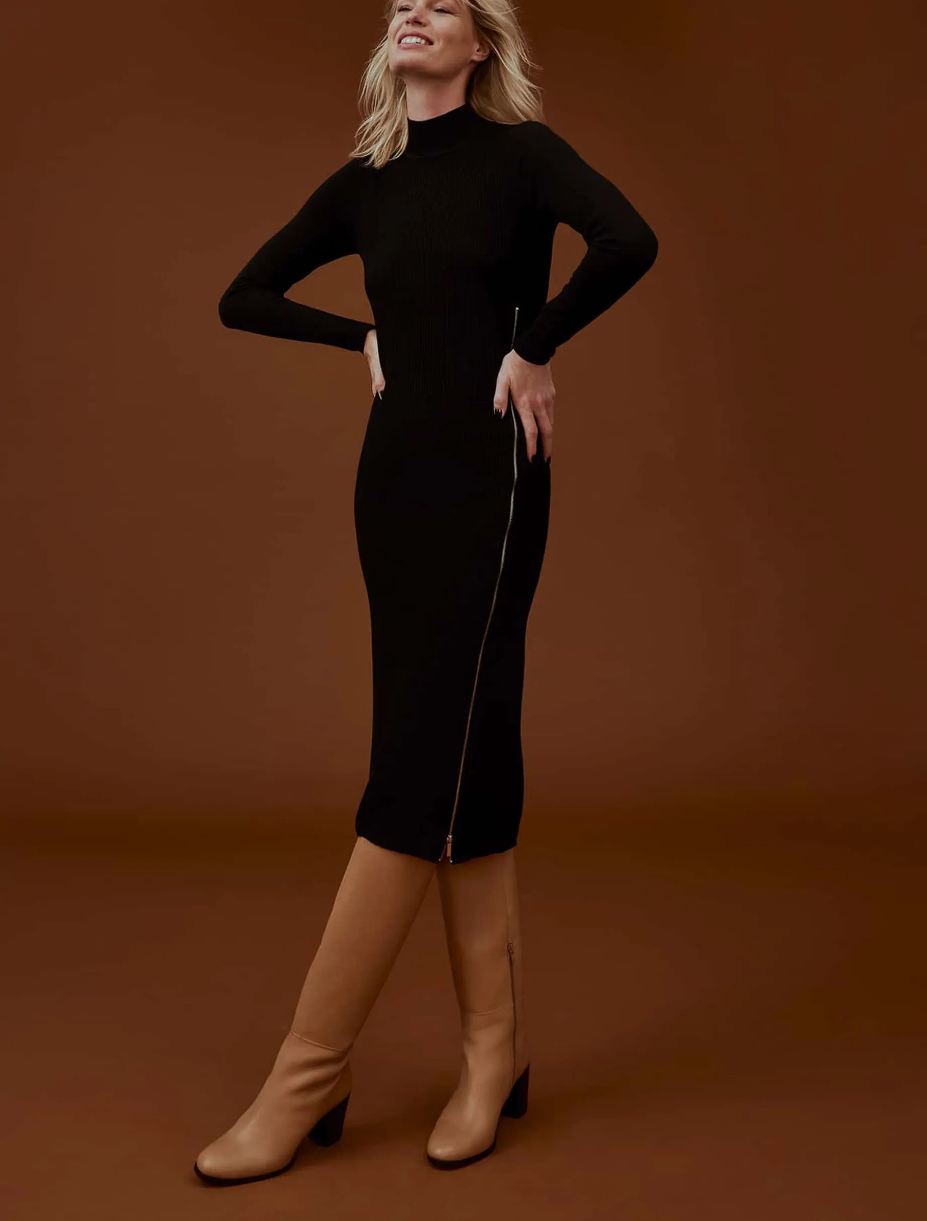 Milla Maxi Longline Zip Knit Dress