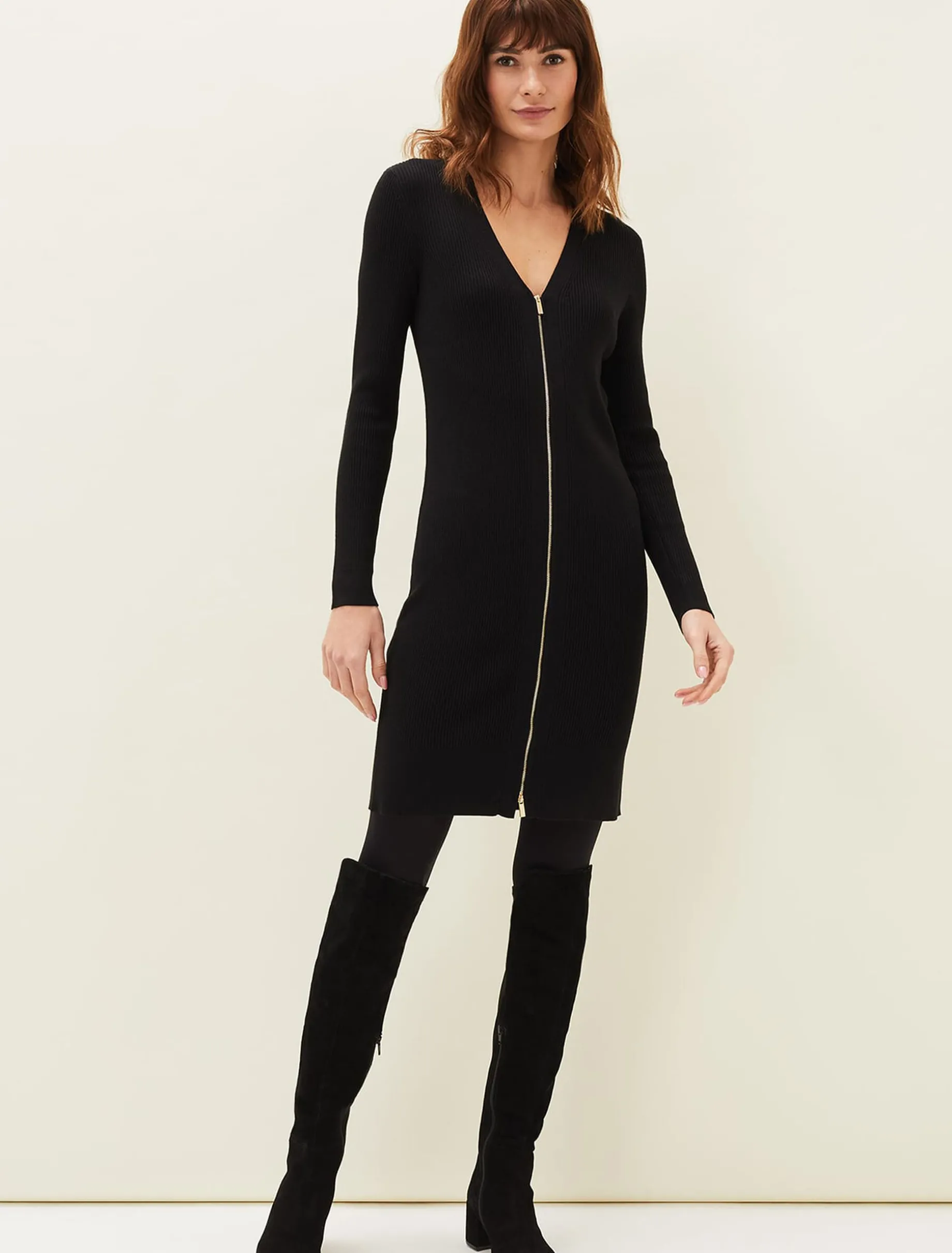 Milla Multiway Zip Ribbed Tunic Dress