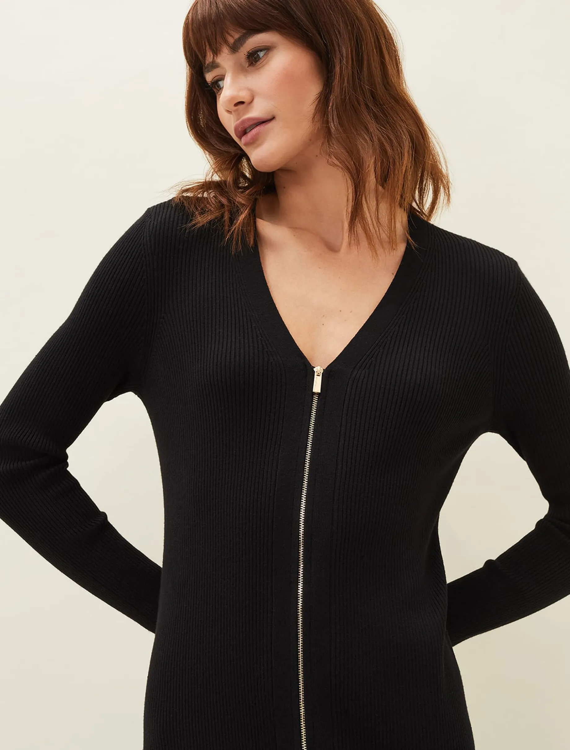 Milla Multiway Zip Ribbed Tunic Dress