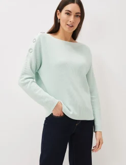 Mimi Eyelet Detail Ribbed Knit Jumper