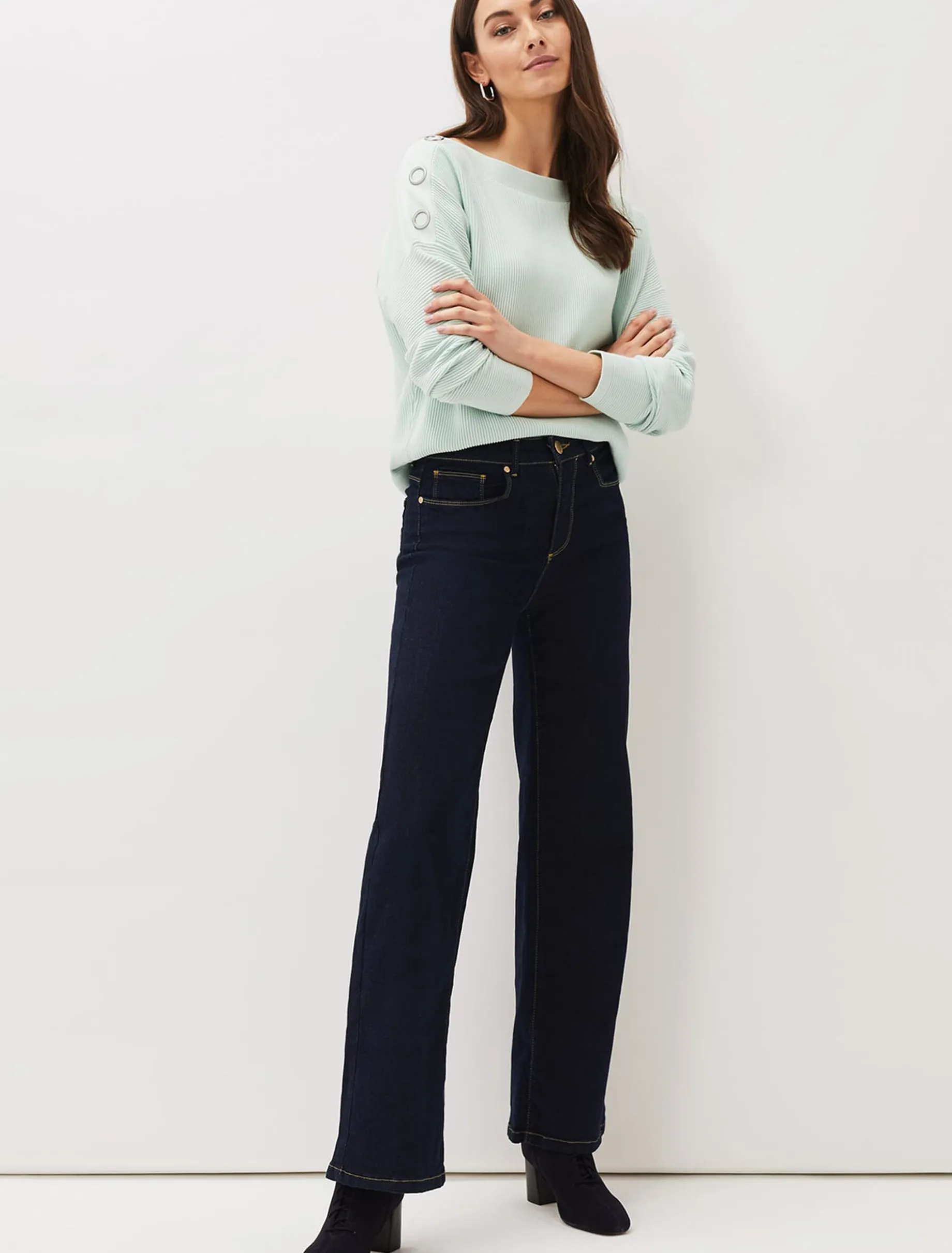 Mimi Eyelet Detail Ribbed Knit Jumper