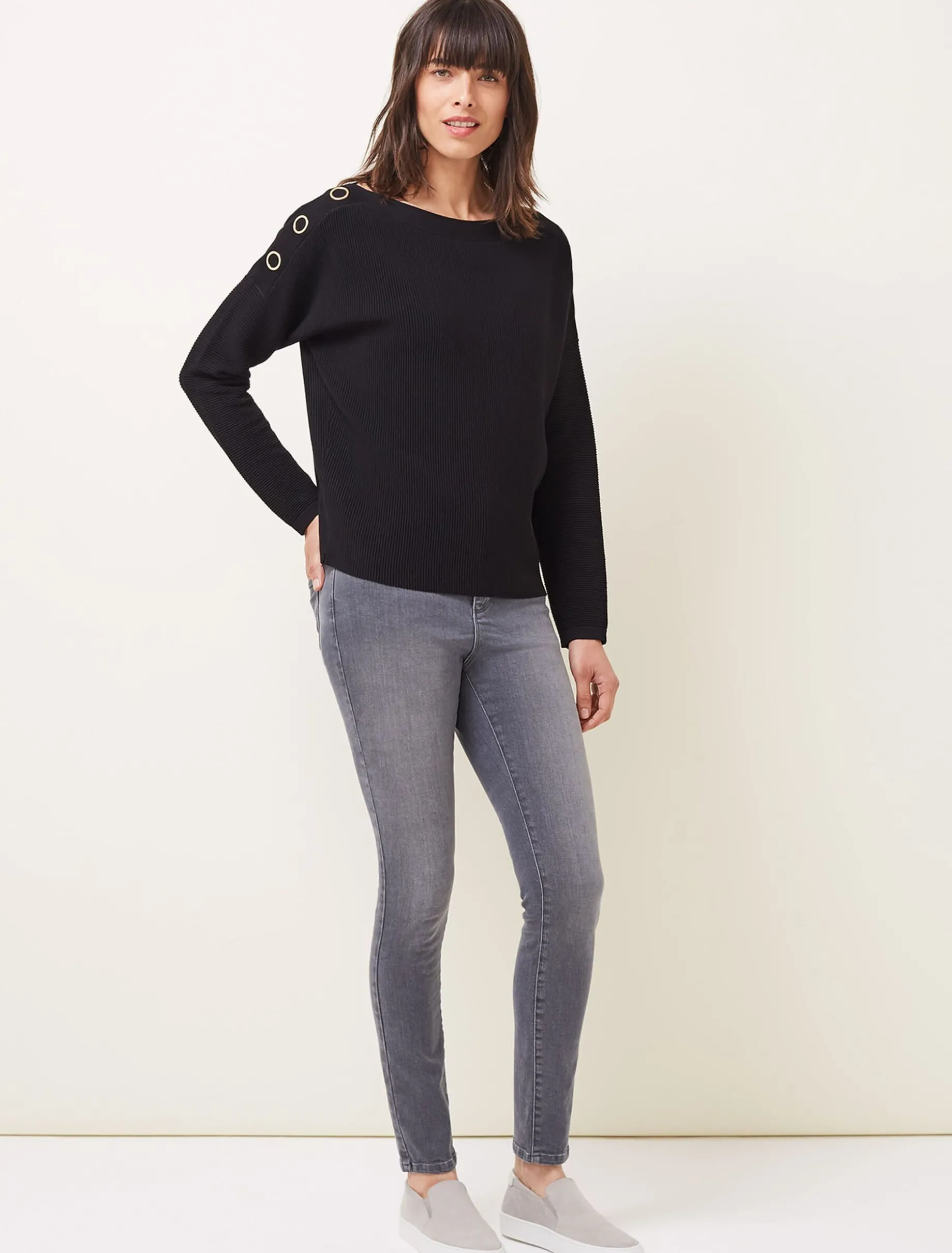 Mimi Textured Eyelet Detail Fine Knit Jumper