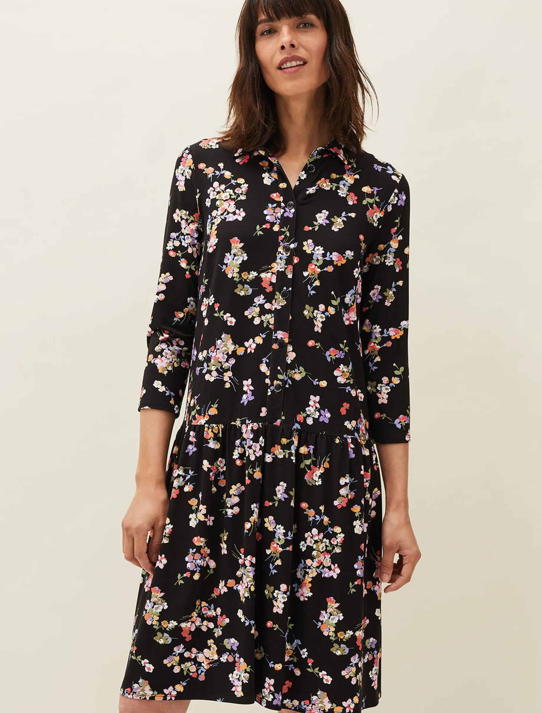 Mina Floral Print Shirt Dress