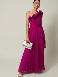 Minnie One Shoulder Pleated Maxi Dress