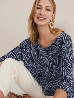 Moire Zebra Linen Top