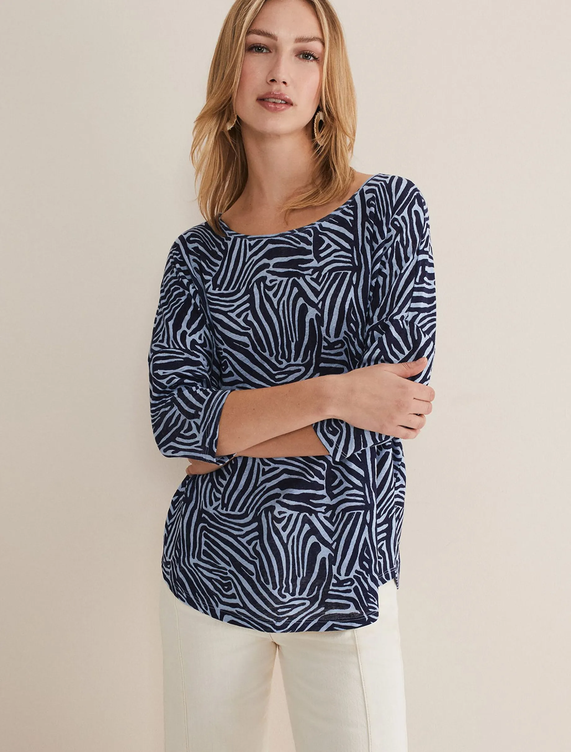 Moire Zebra Linen Top