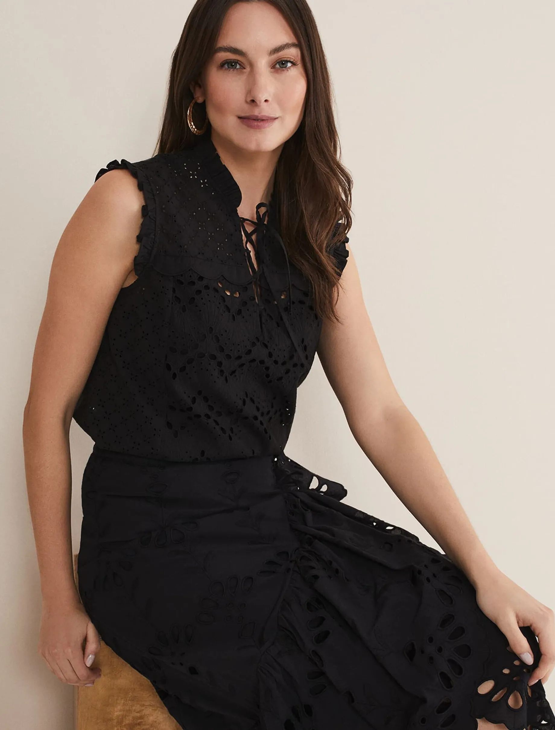 Mollie Broderie Sleeveless Blouse