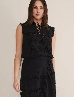 Mollie Broderie Sleeveless Blouse