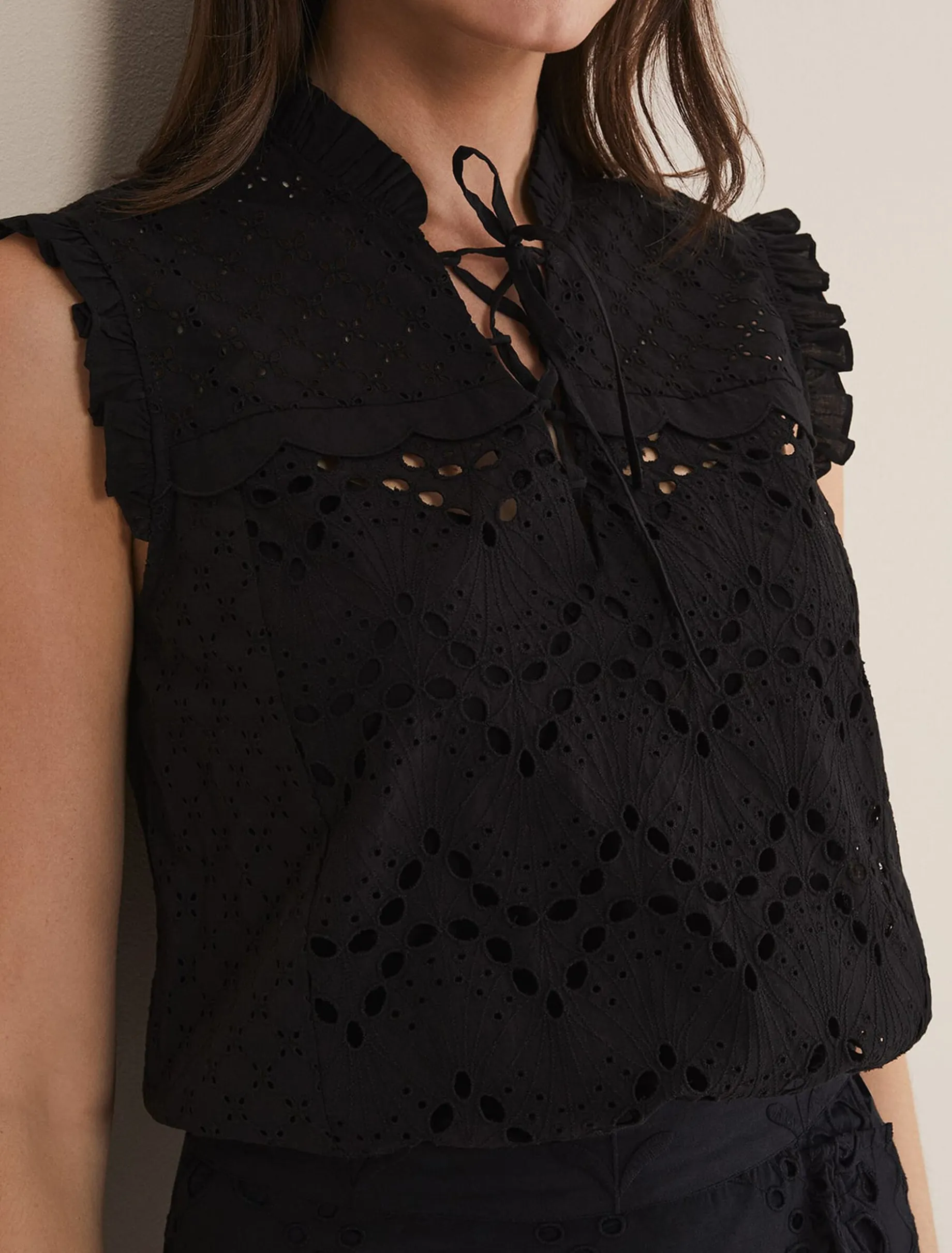 Mollie Broderie Sleeveless Blouse