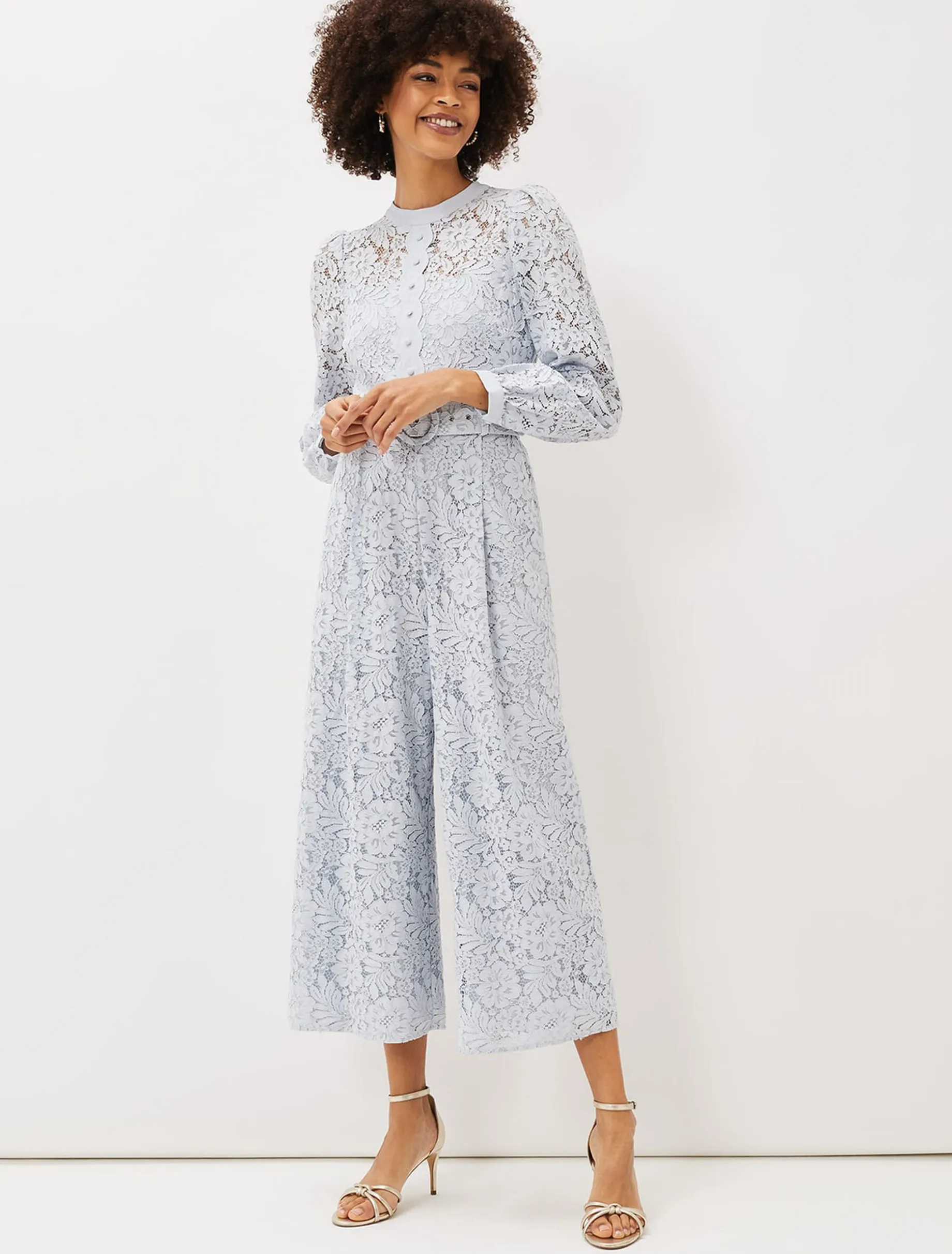 Monroe Belted Lace Wide Leg Jumpsuit