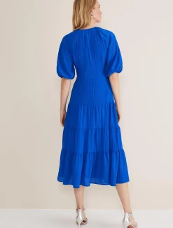 Morven Blue Wrap Midi Dress