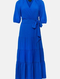Morven Blue Wrap Midi Dress