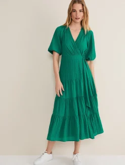 Morven Green Wrap Midi Dress