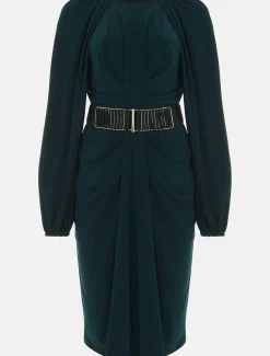 Mya Ruched Belted Jersey Dress