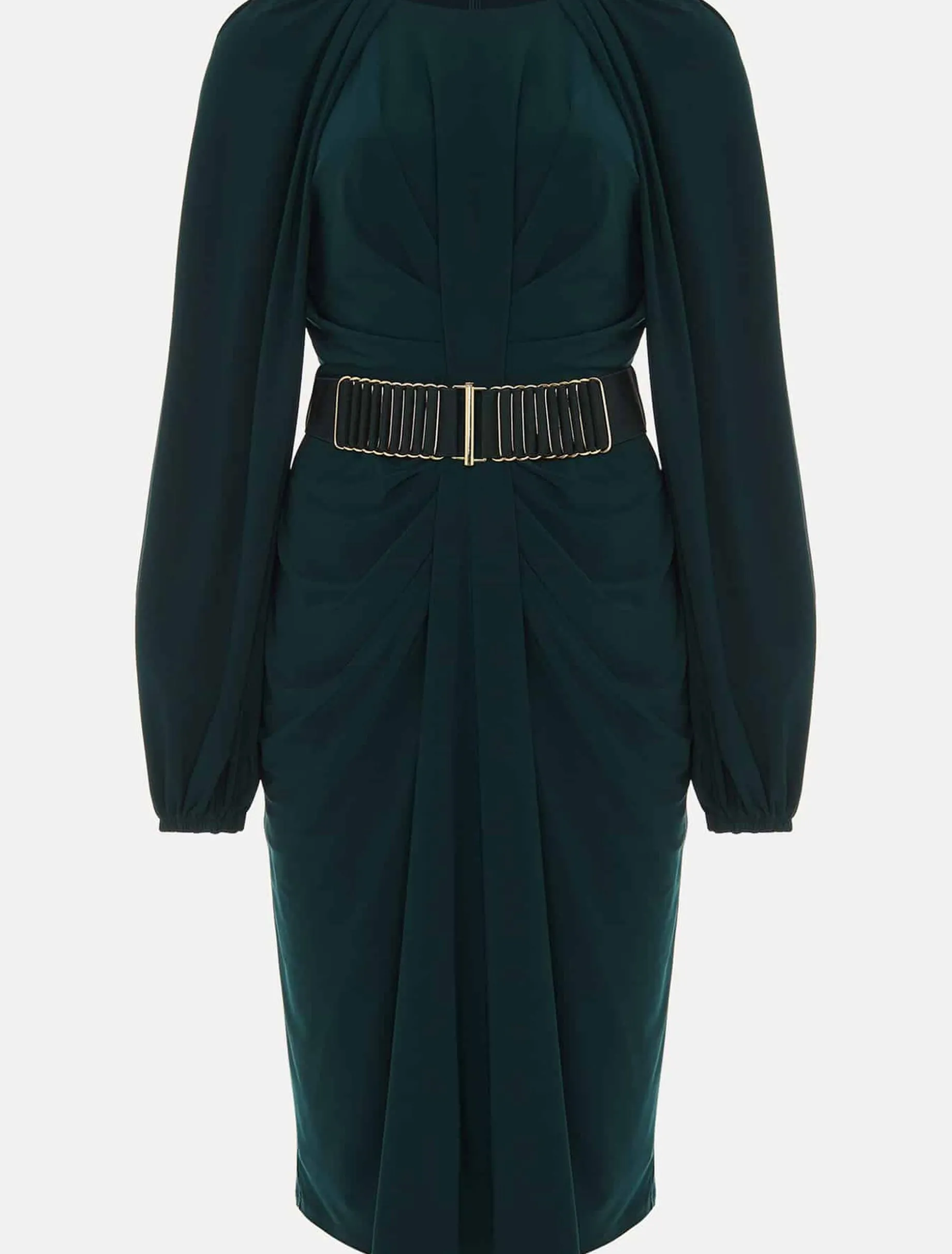 Mya Ruched Belted Jersey Dress