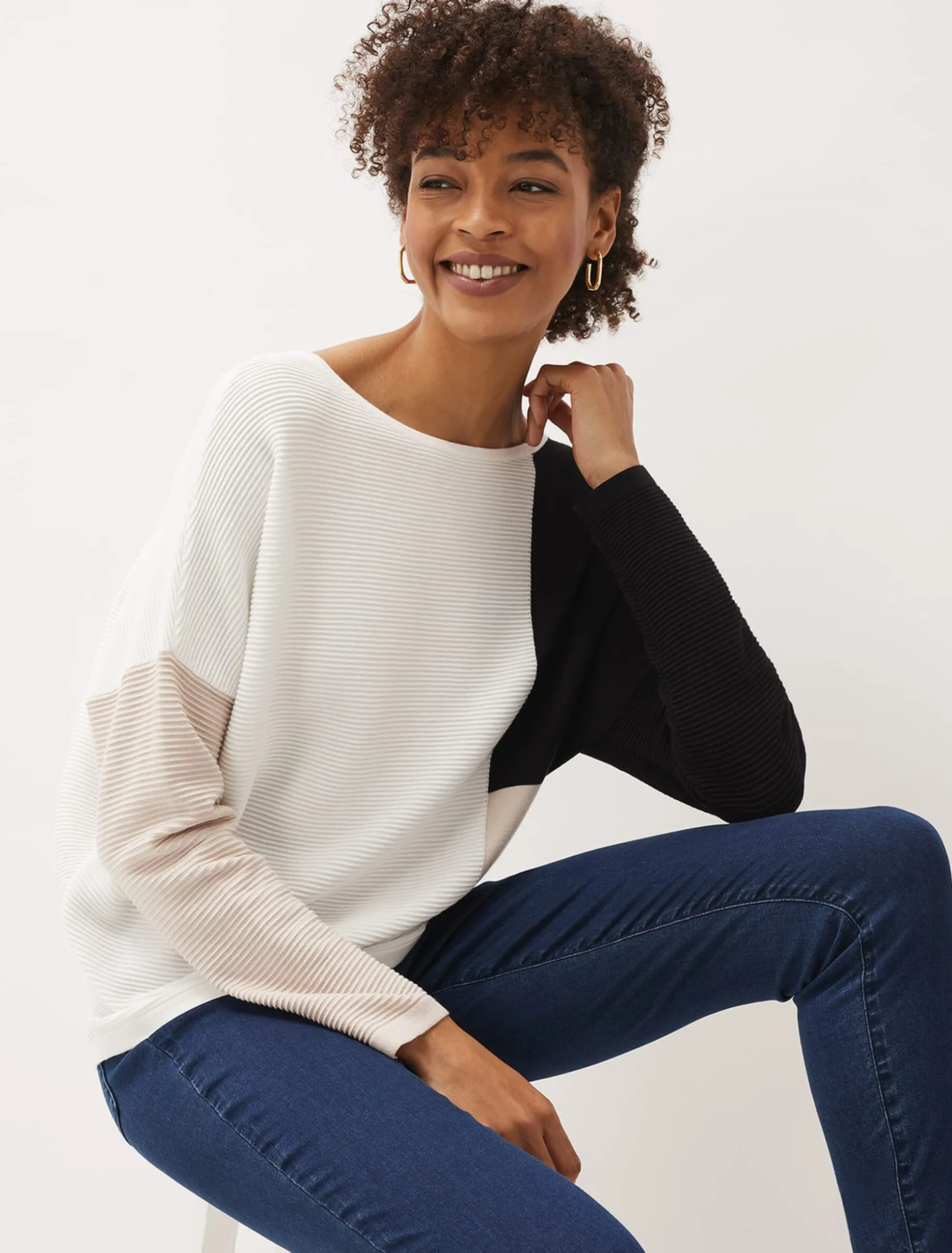 Naidia Colourblock Ribbed Knit Jumper