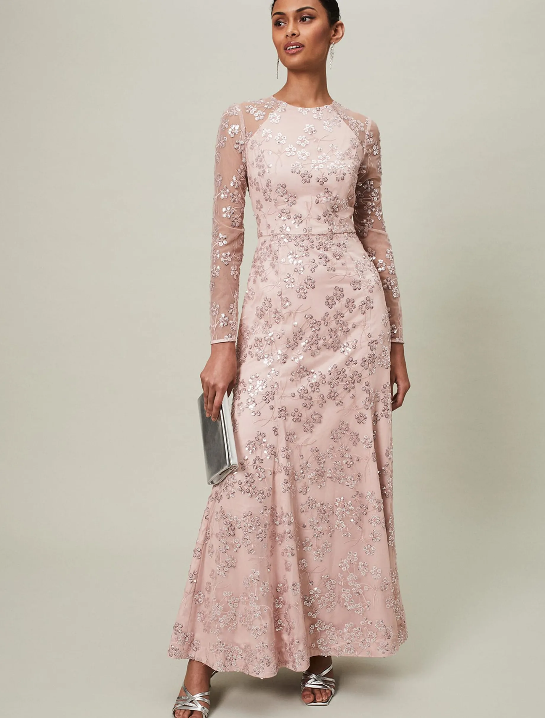 Natalya Sequin Floral Maxi Dress