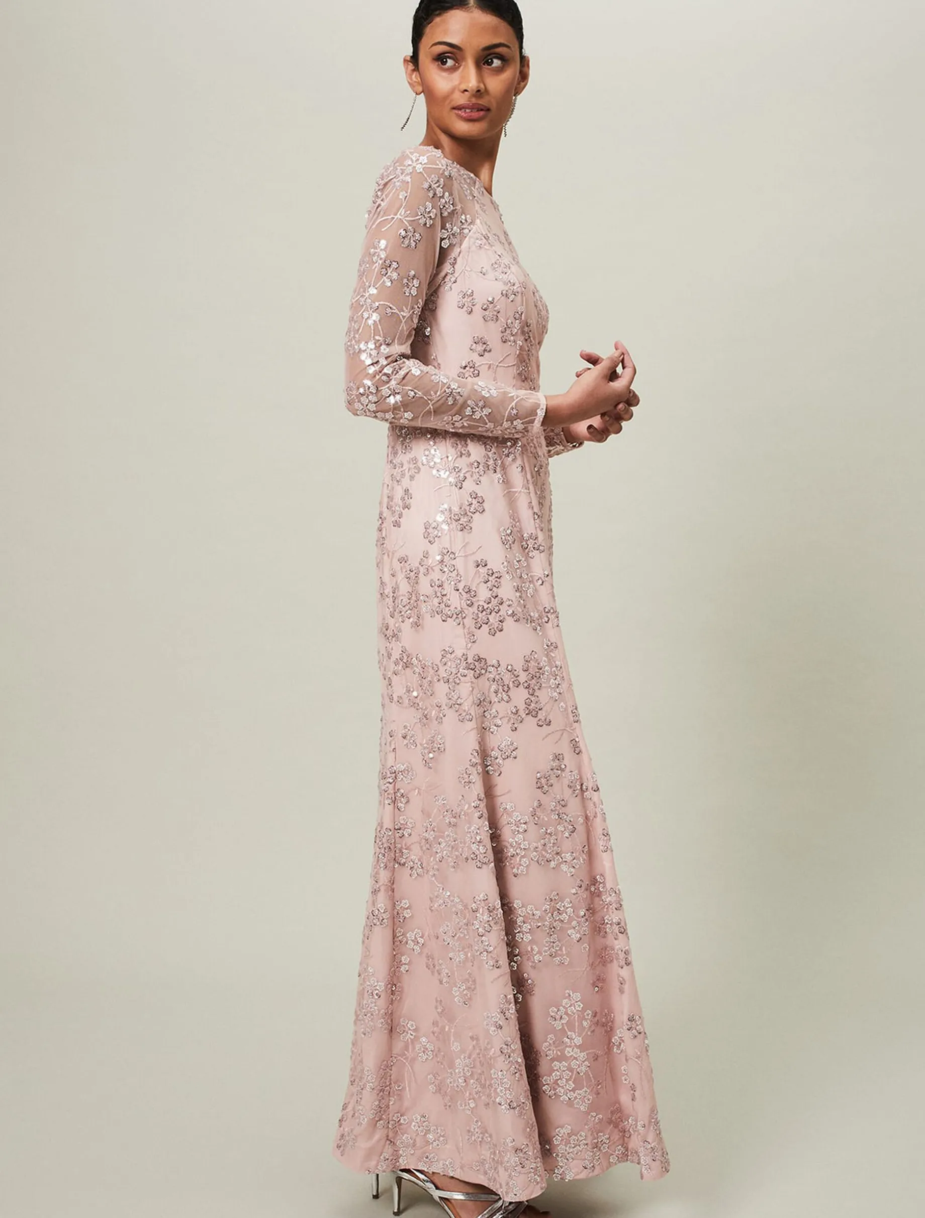 Natalya Sequin Floral Maxi Dress