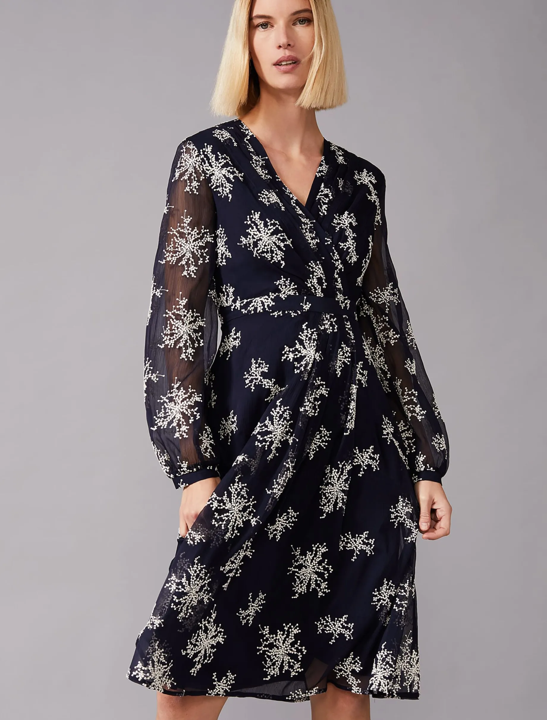 Nicki Embroidered Sprig Tea Dress