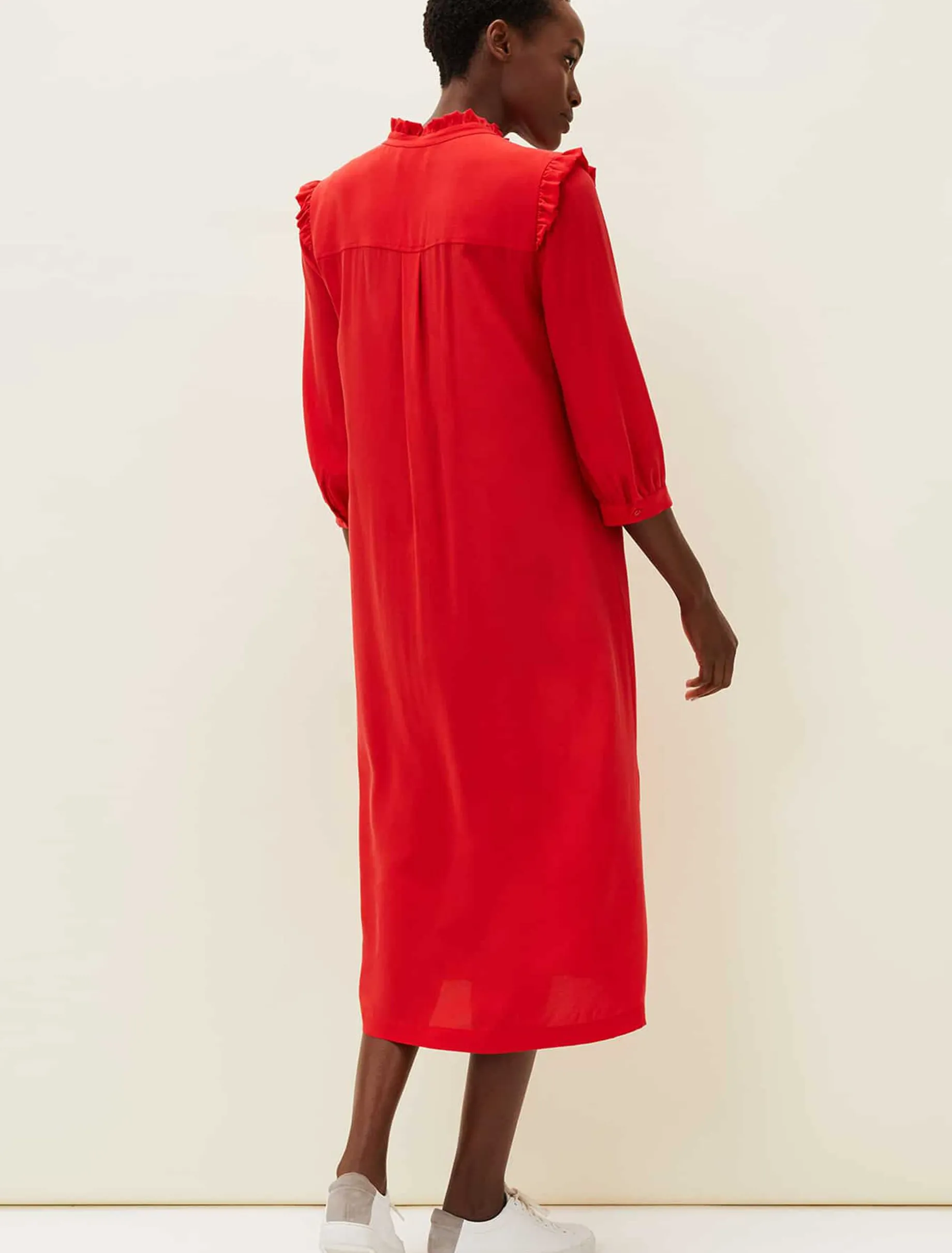Nivana Frill Shirt Midi Dress