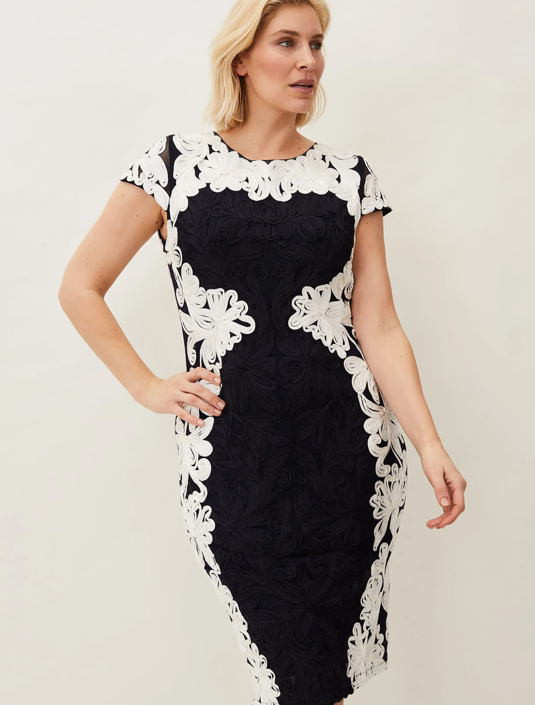 Nori Tapework Lace Fitted Dress