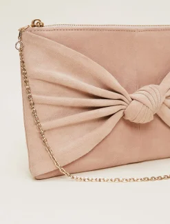 Nude Suede Clutch Bag