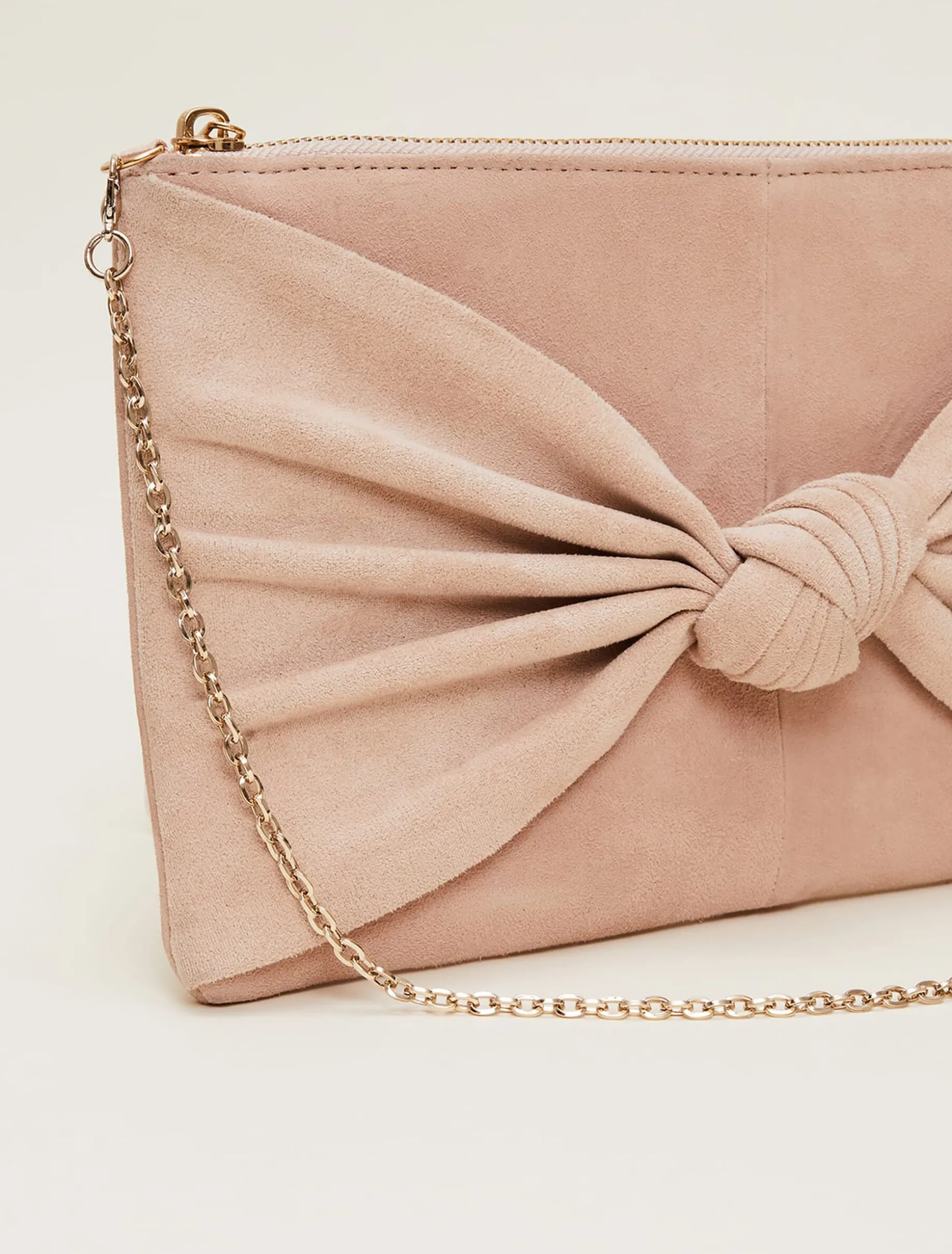 Nude Suede Clutch Bag