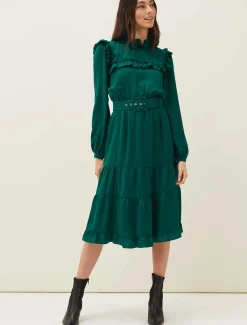 Olive Frill Tiered Dress