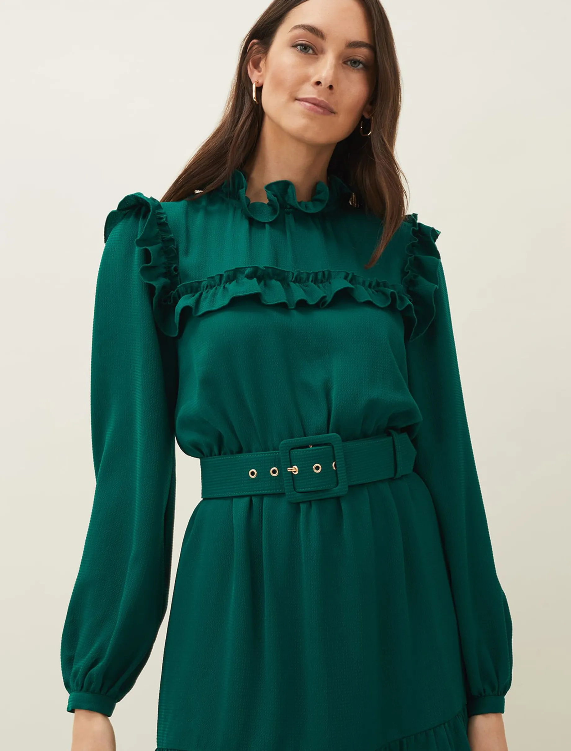 Olive Frill Tiered Dress