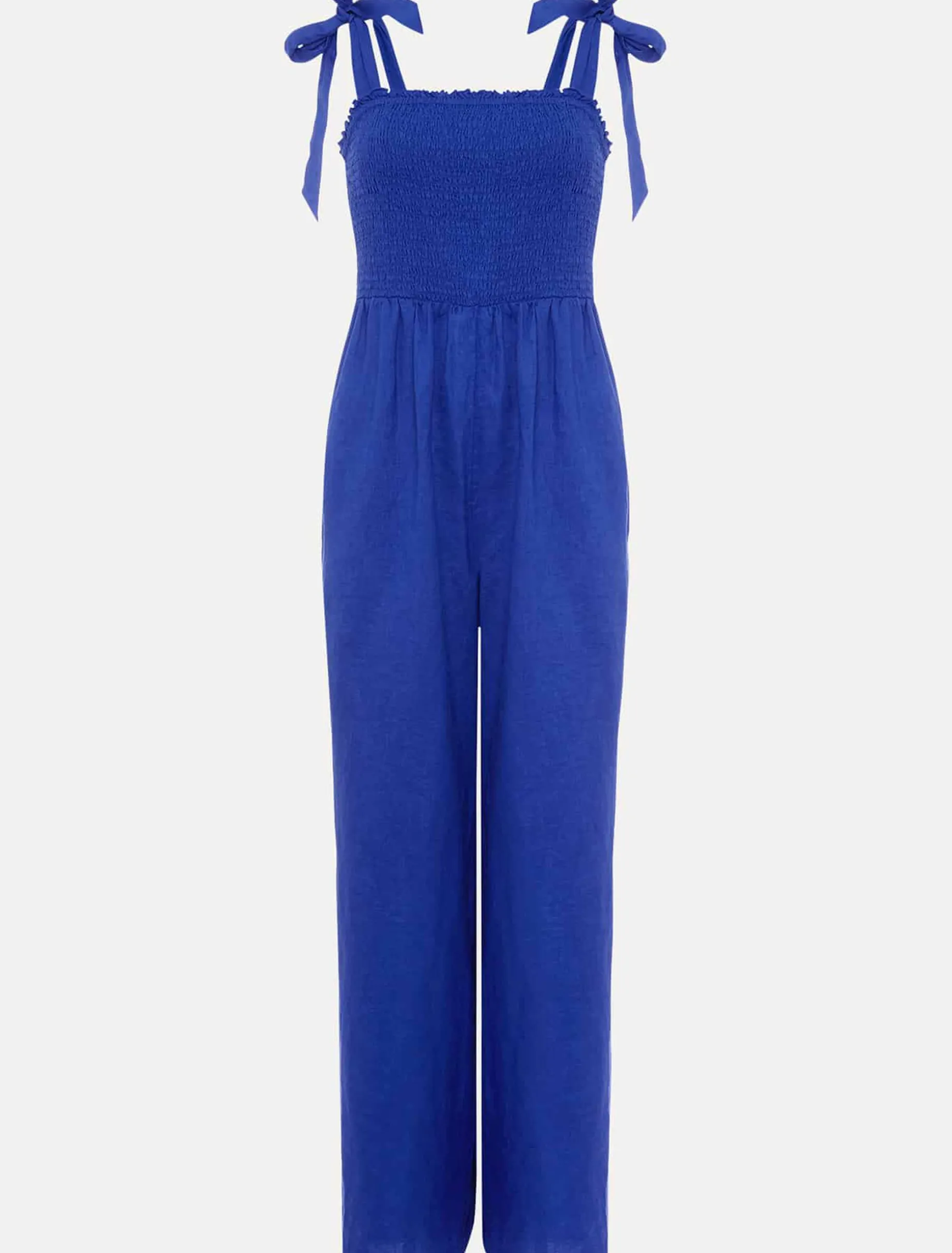 Ona Linen Shirred Wide Leg Jumpsuit