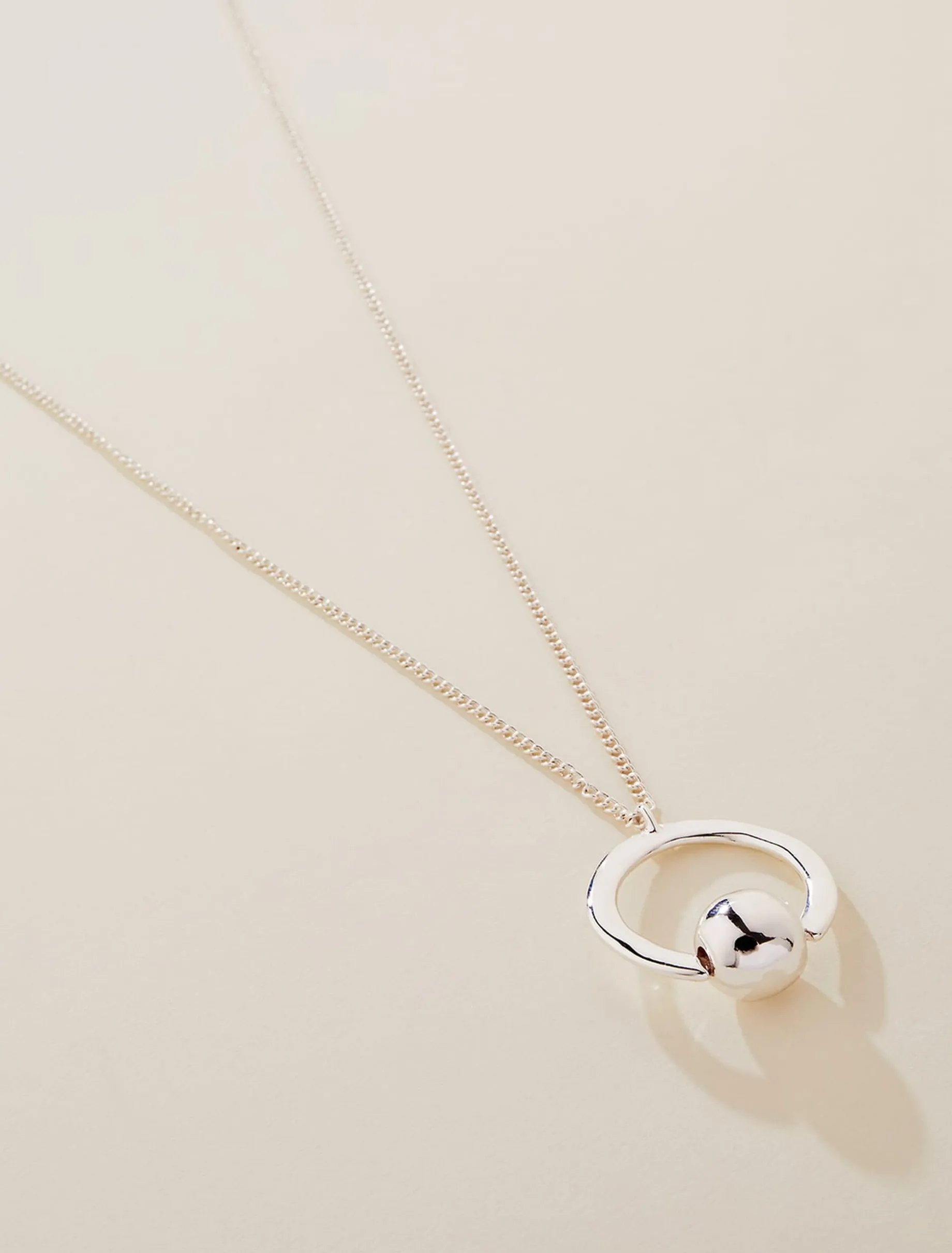 Open Circle Long Pendant Necklace