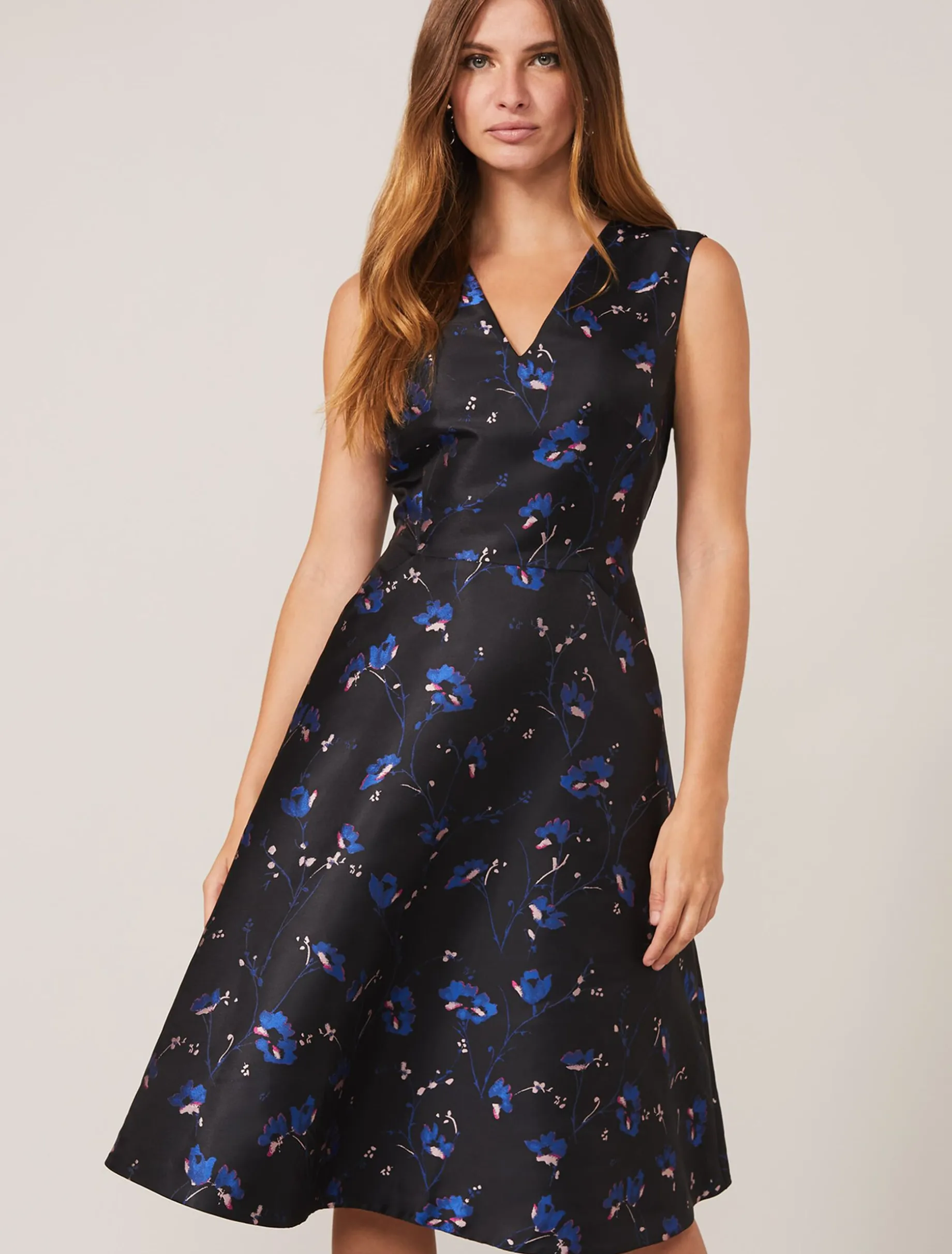 Ottilie Floral Jacquard Fit And Flare Dress