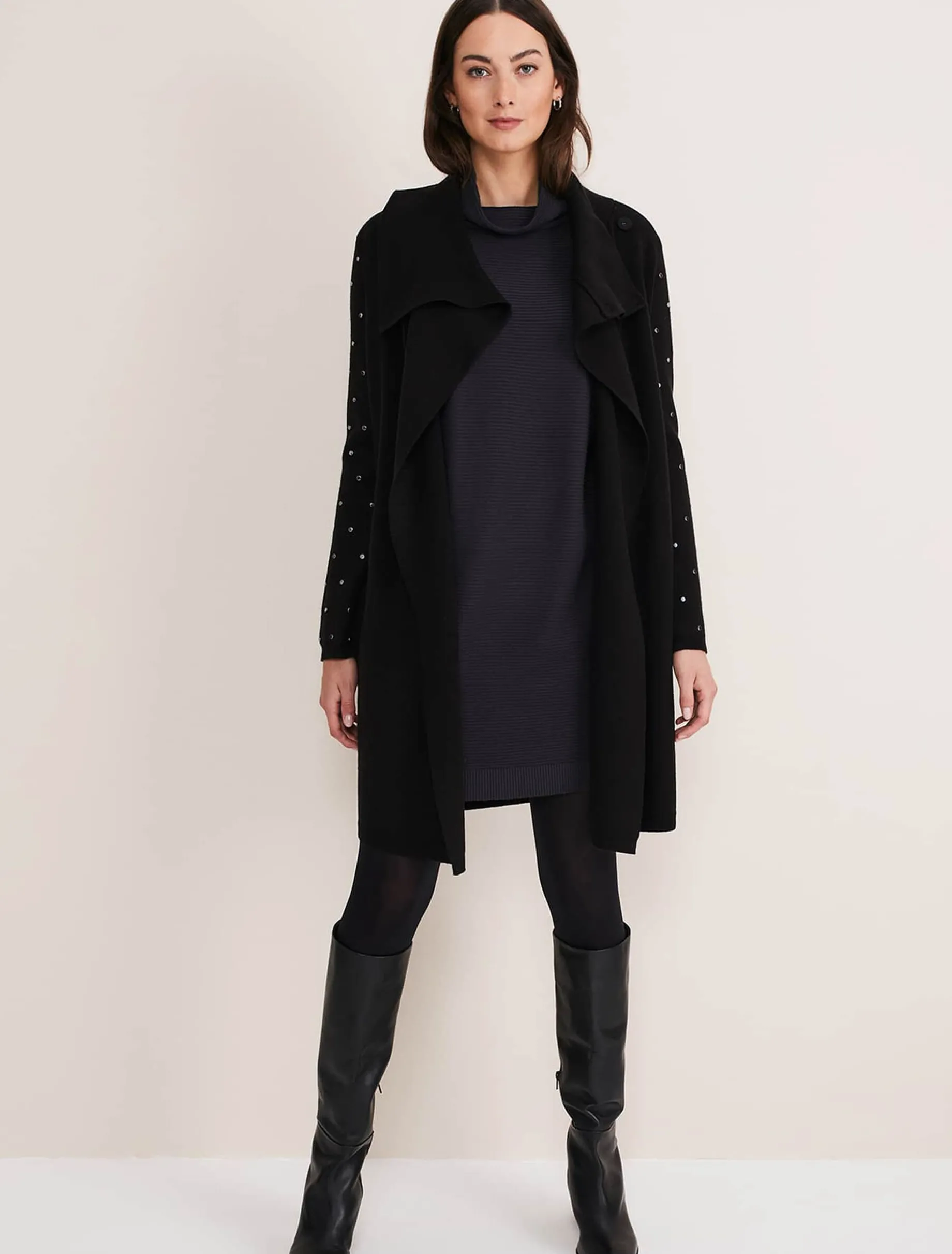 Paloma Stud Sleeve Knit Coat