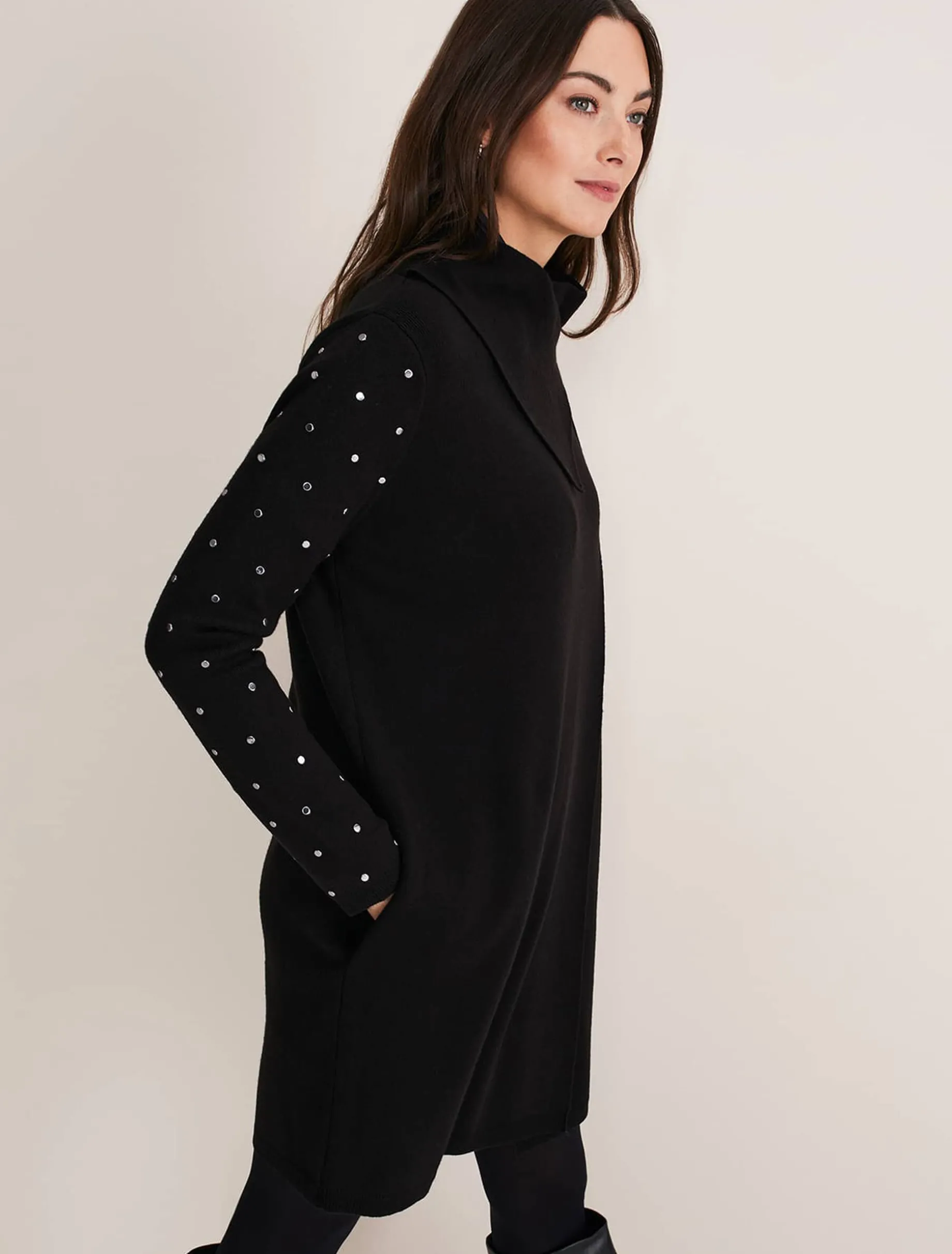 Paloma Stud Sleeve Knit Coat