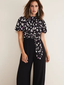 Paulina Puff Sleeve Animal Jumpsuit