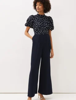 Paulina Puff Sleeve Spot Jumpsuit