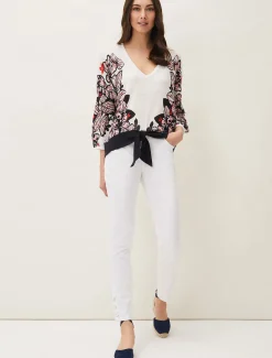 Pearla Tie Front Linen Blend Jumper