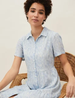 Penele Brushstroke Print Shirt Dress