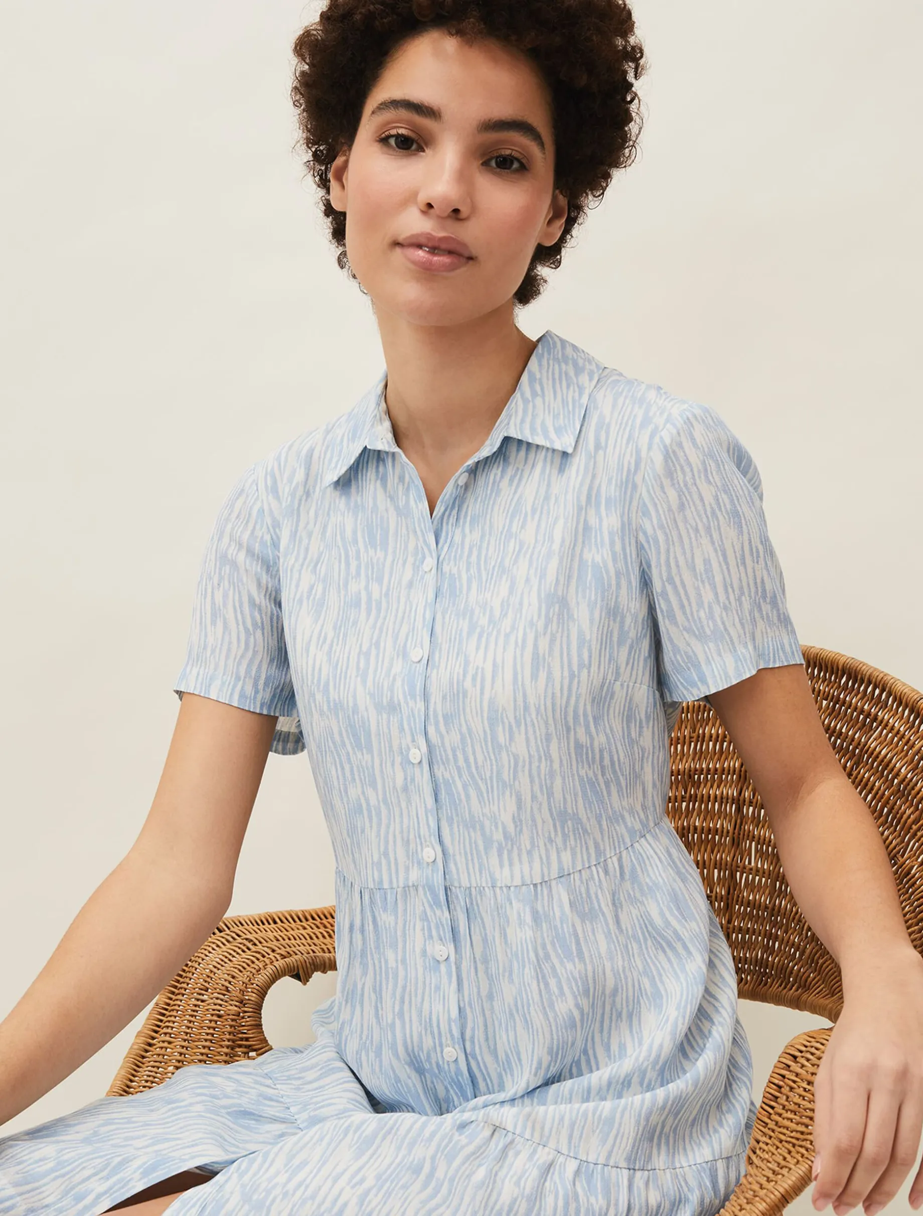 Penele Brushstroke Print Shirt Dress
