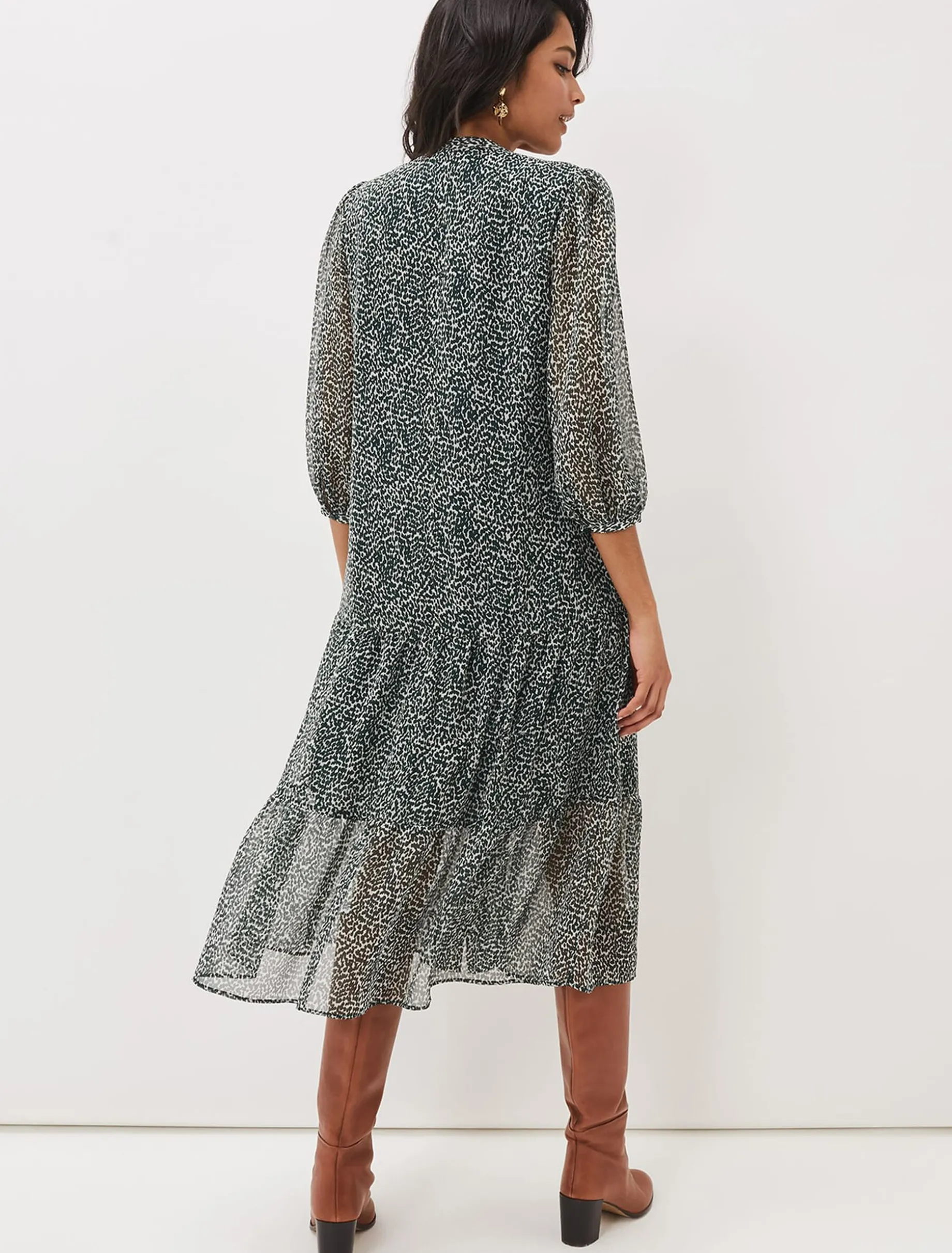 Penele Ditsy Print Chiffon Midi Dress