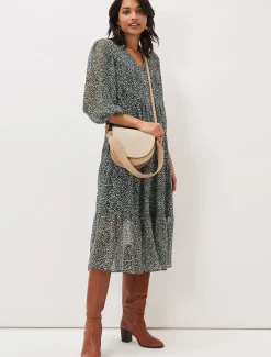 Penele Ditsy Print Chiffon Midi Dress